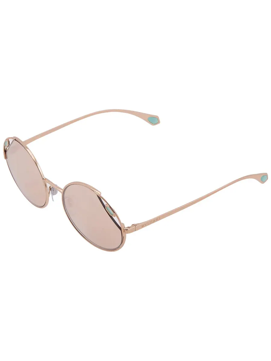 Женские солнцезащитные очки Bvlgari Clear Mirror Rose Gold, круглые BV6159 20144Z 54 — изображение 3 из 4, розовый золотистый