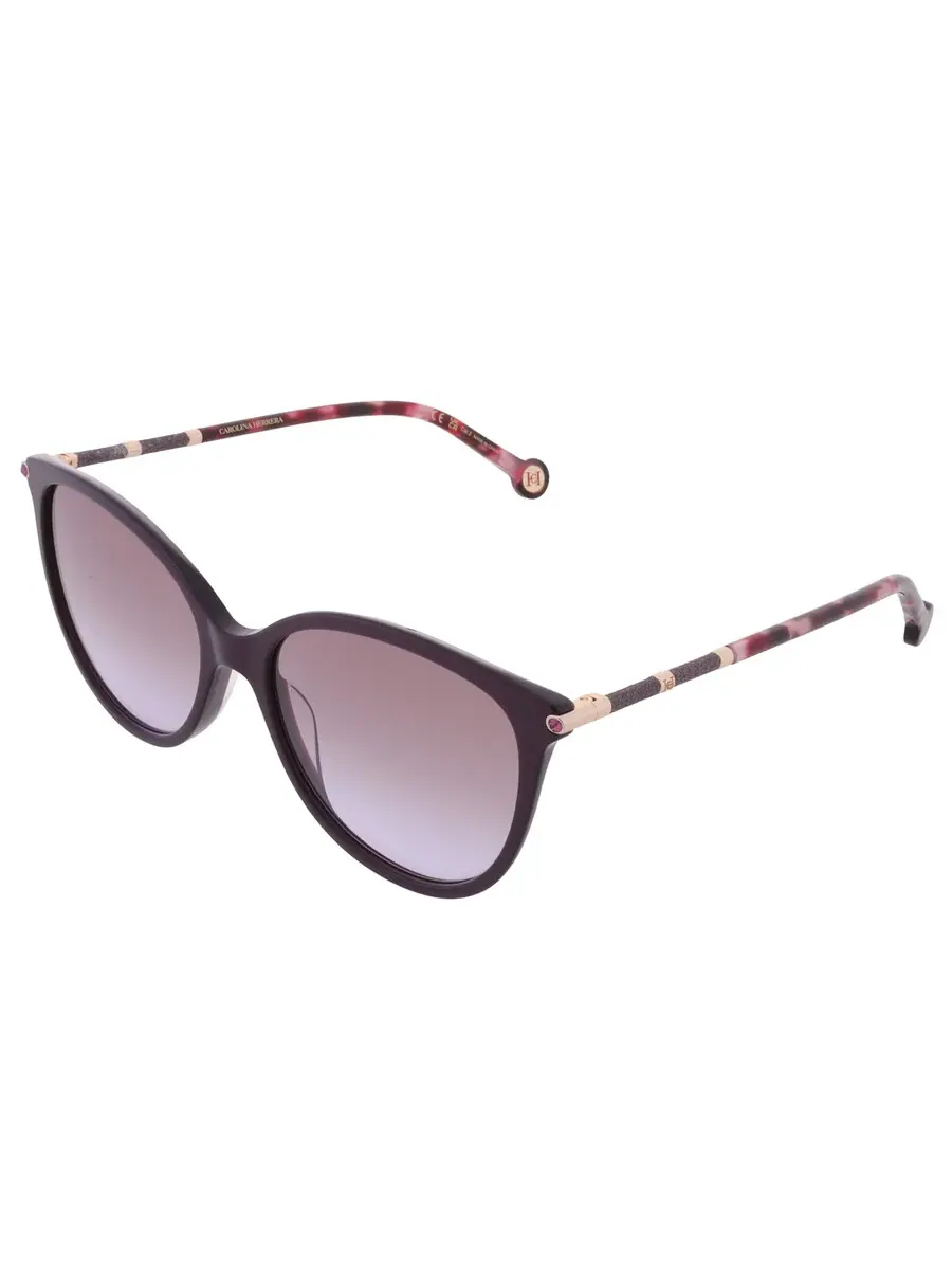 Женские солнцезащитные очки Carolina Herrera Violet Shaded Cat Eye HER 0189/G/S 0T1W/QR 57 — изображение 3 из 4, золотистый