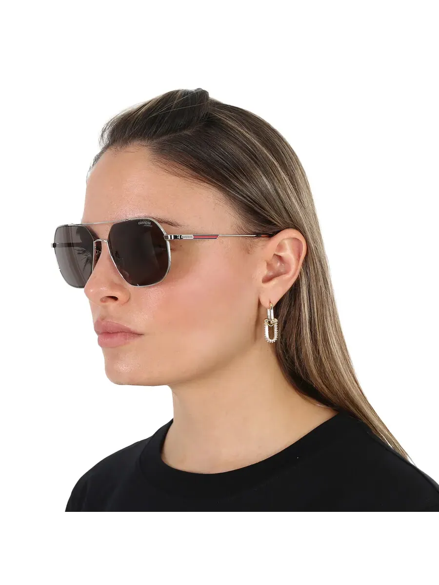 Солнцезащитные очки Carrera Grey Pilot для унисекс CARRERA 1035/GS 0010./IR 58 — изображение 2 из 5, серебристый