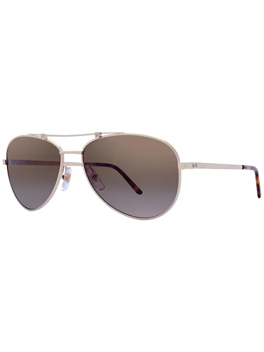 Солнцезащитные очки Cartier Santos de Cartier Brown Polarized Pilot унисекс CT0083S 001 59 — изображение 2 из 4, коричневый