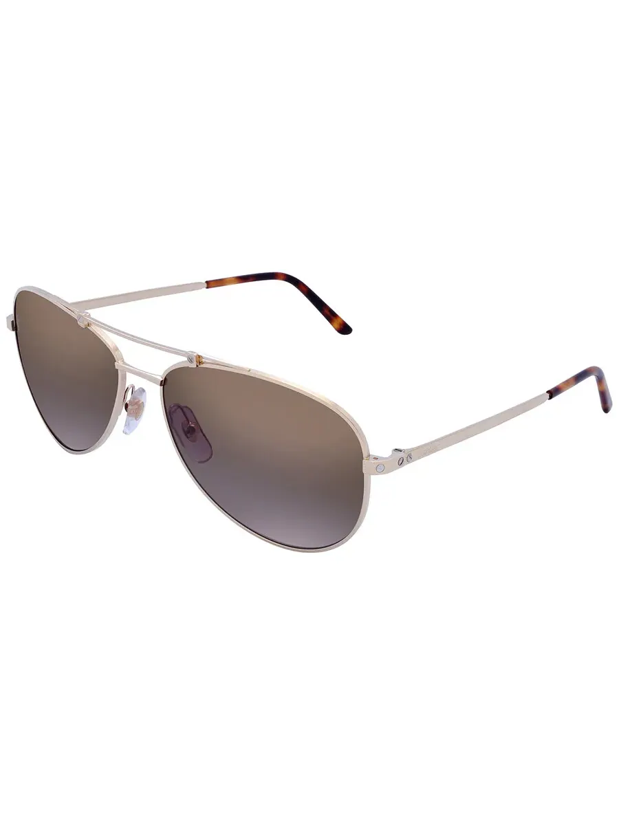 Солнцезащитные очки Cartier Santos de Cartier Brown Polarized Pilot унисекс CT0083S 001 59 — изображение 3 из 4, коричневый