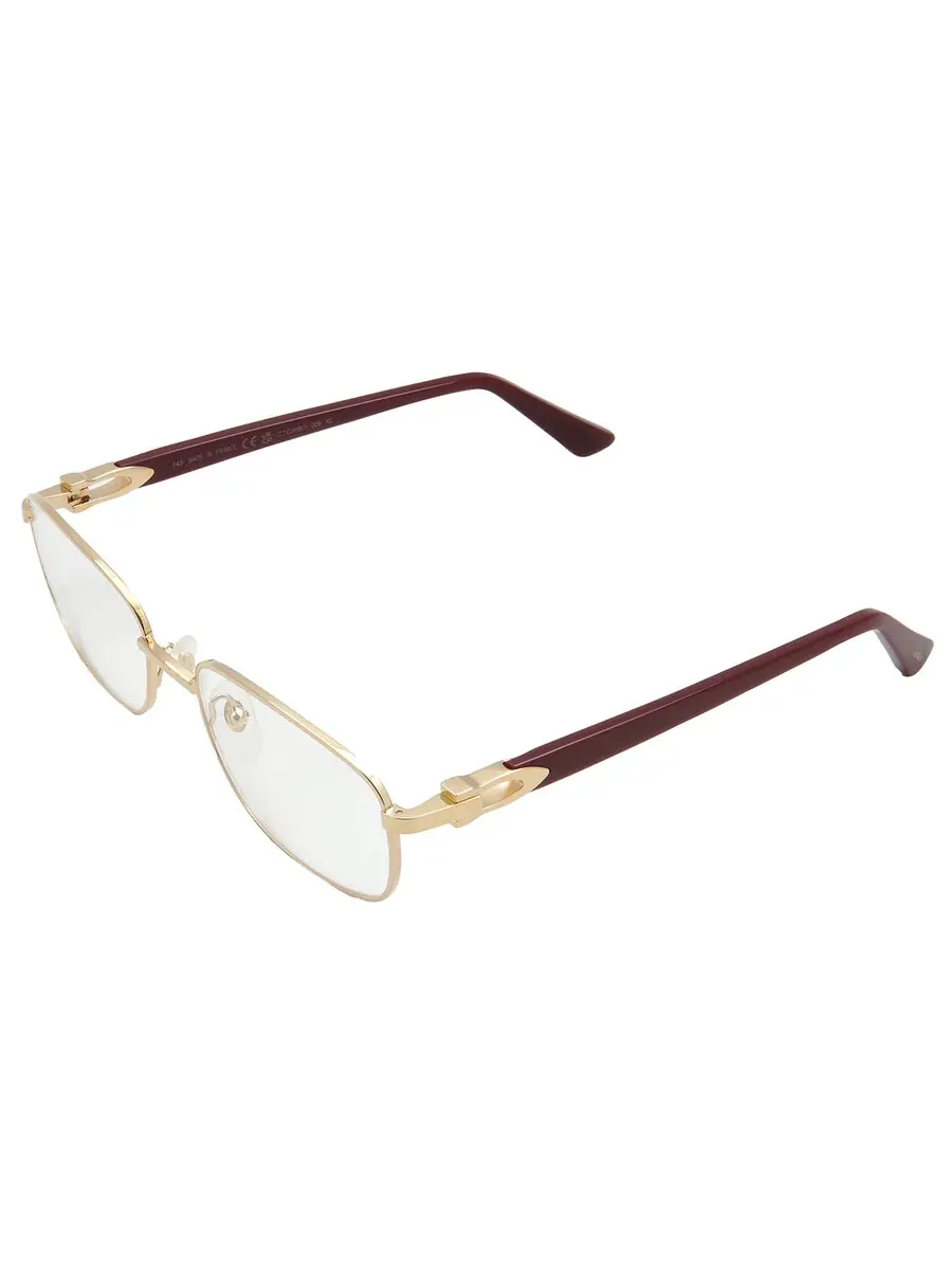 Женские очки Cartier C Decor Demo прямоугольной формы CT0368O 006 56 — изображение 4 из 4, золотистый/бордовый