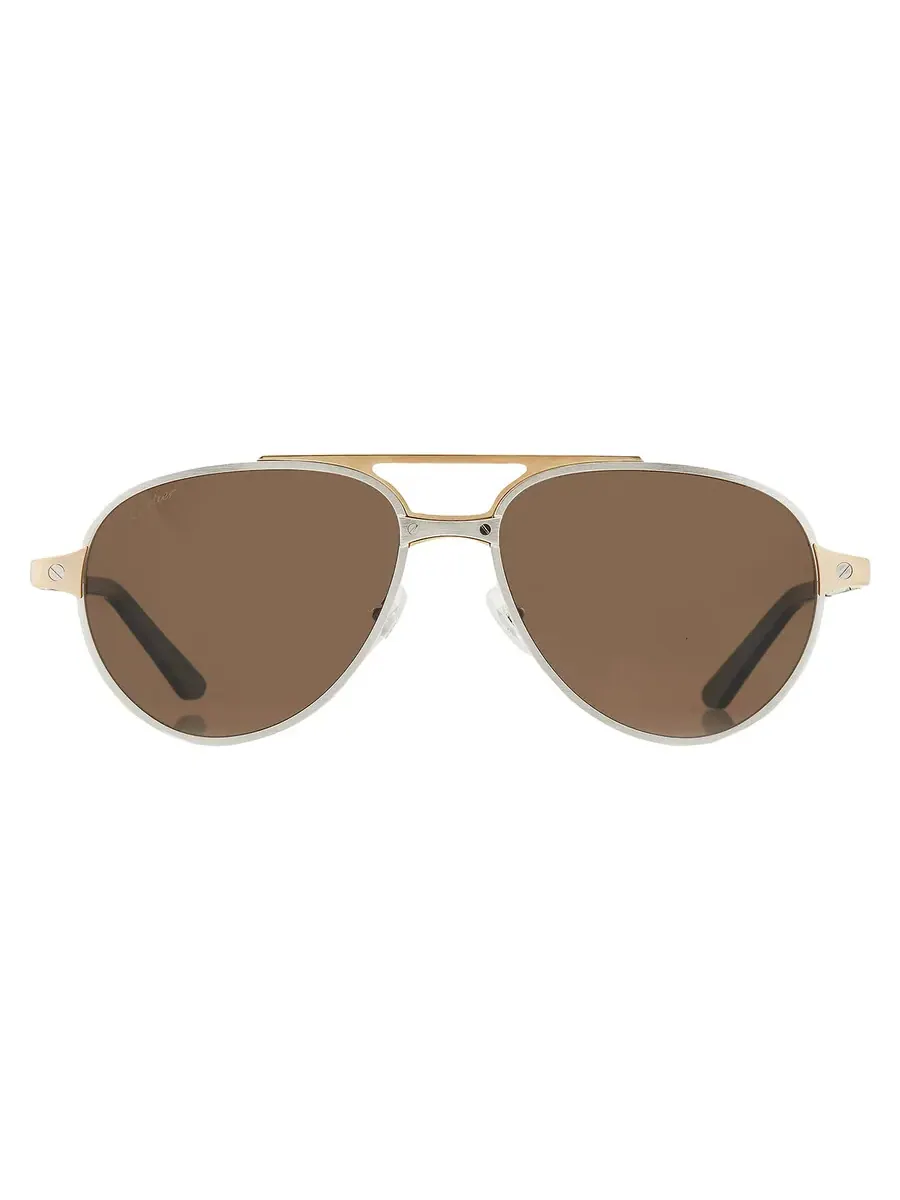 Мужские солнцезащитные очки Cartier Santos de Cartier Polarized Brown Pilot CT0476S 008 59