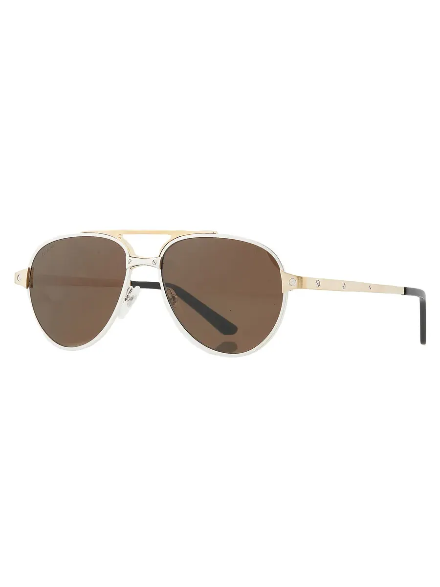 Мужские солнцезащитные очки Cartier Santos de Cartier Polarized Brown Pilot CT0476S 008 59 — изображение 2 из 4