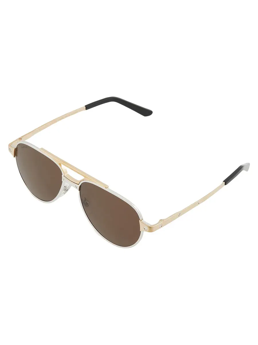 Мужские солнцезащитные очки Cartier Santos de Cartier Polarized Brown Pilot CT0476S 008 59 — изображение 3 из 4