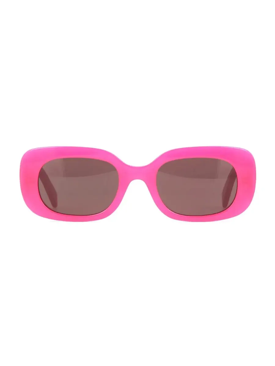 Женские прямоугольные солнцезащитные очки Celine Bold 3 Dots коричневого цвета CL40287U 72E 51 — розовый