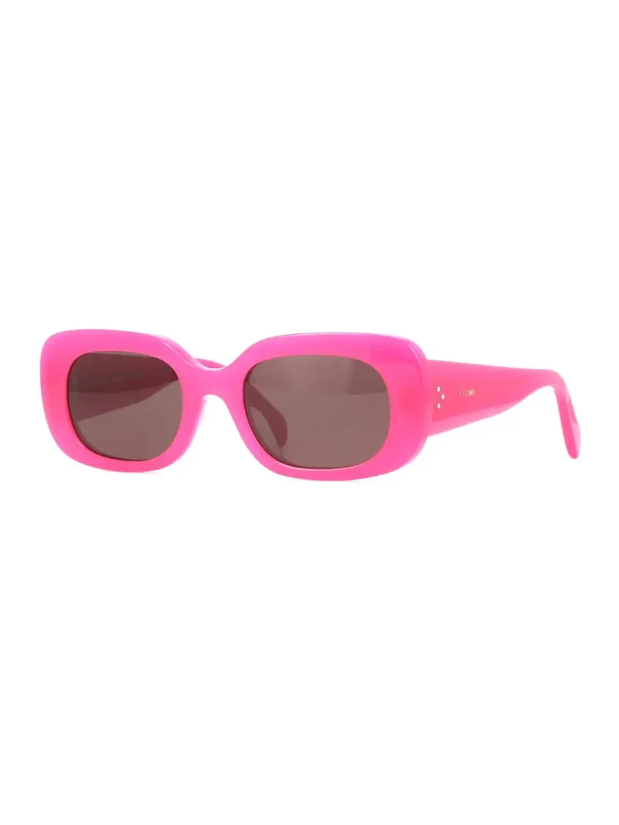 Женские прямоугольные солнцезащитные очки Celine Bold 3 Dots коричневого цвета CL40287U 72E 51 — изображение 2 из 3, розовый