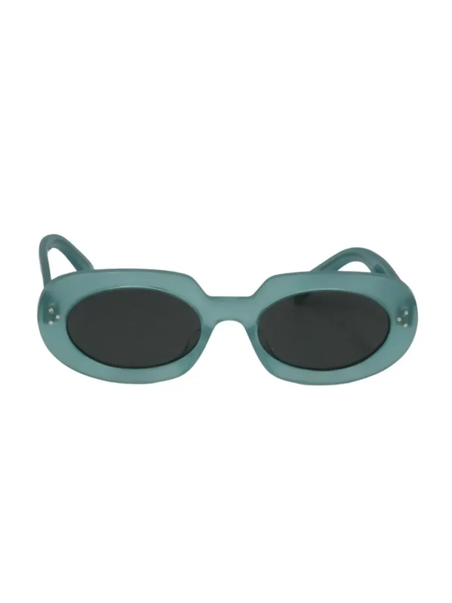 Женские солнцезащитные очки Celine Green Oval CL40276U 93N 54 — зеленый