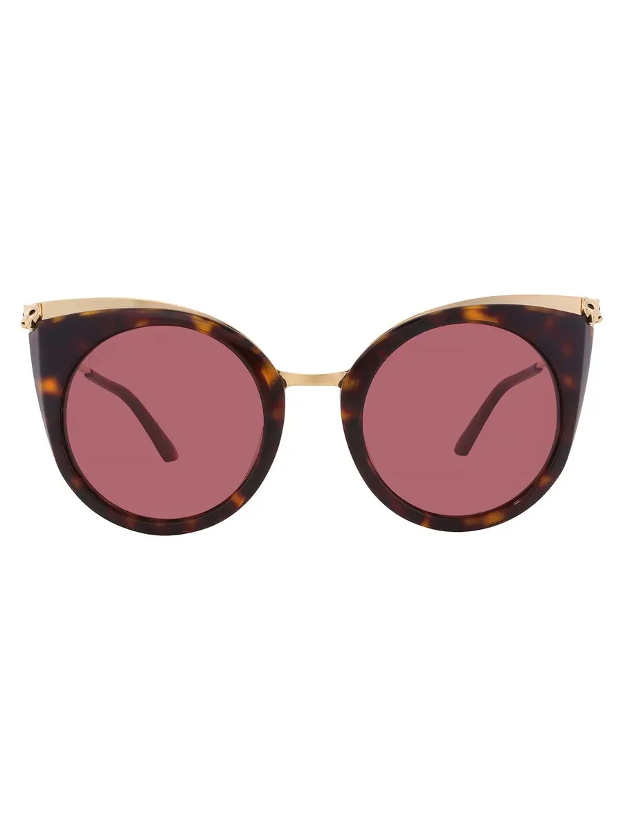Солнцезащитные очки для женщин Cartier Panthere de Cartier Red Cat Eye CT0122S 002 52 — изображение 1 из 4, золотистый