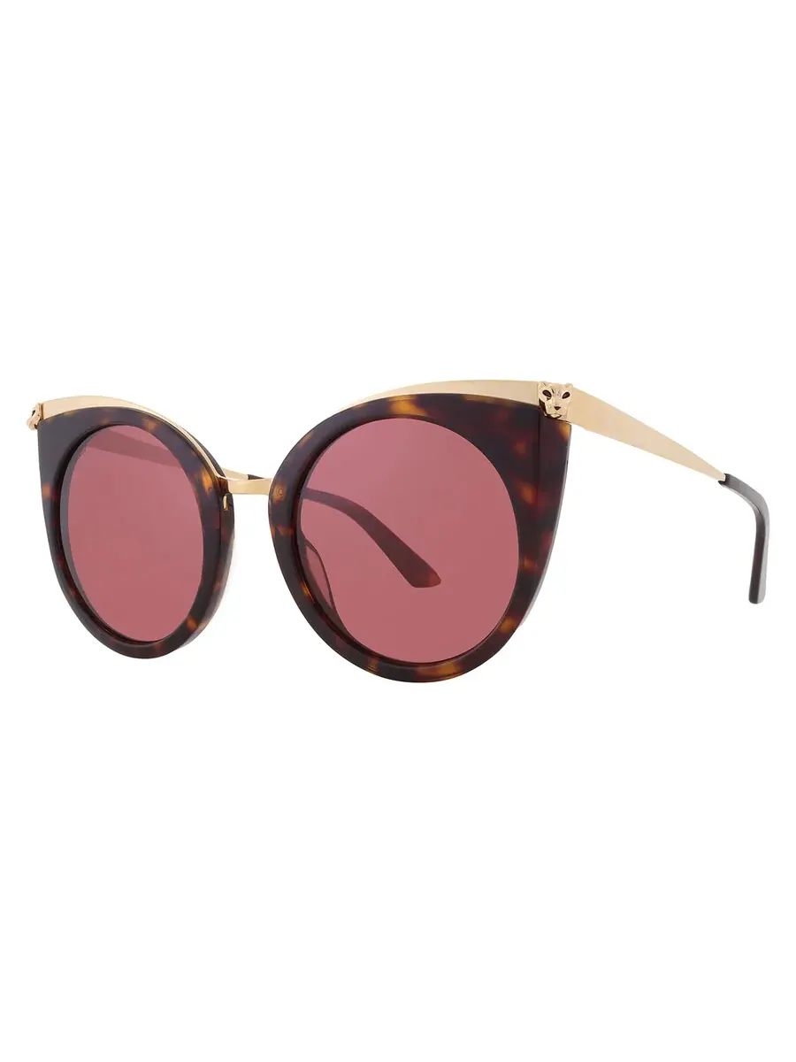 Солнцезащитные очки для женщин Cartier Panthere de Cartier Red Cat Eye CT0122S 002 52 — изображение 2 из 4, золотистый