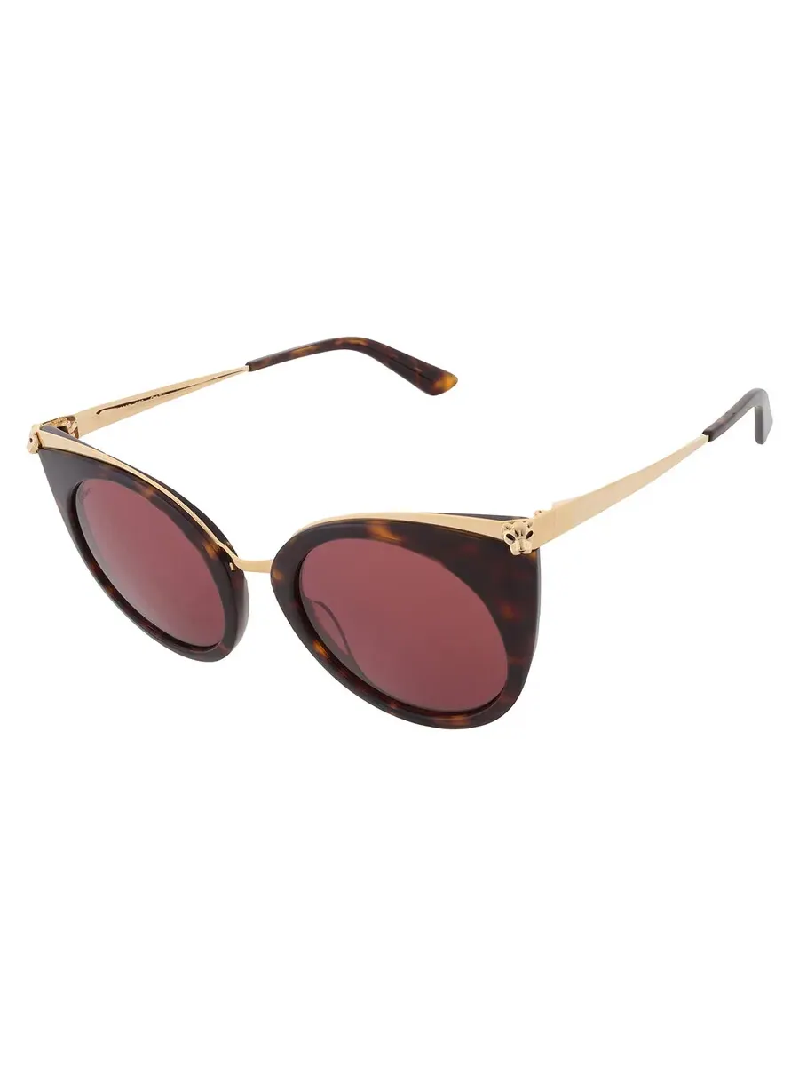 Солнцезащитные очки для женщин Cartier Panthere de Cartier Red Cat Eye CT0122S 002 52 — изображение 3 из 4, золотистый