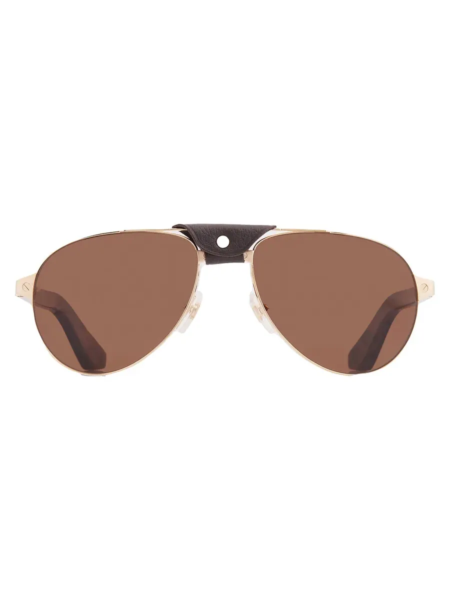 Солнцезащитные очки Cartier Santos de Cartier Polarized Brown Pilot для мужчин CT0495S 004 59 — изображение 1 из 4
