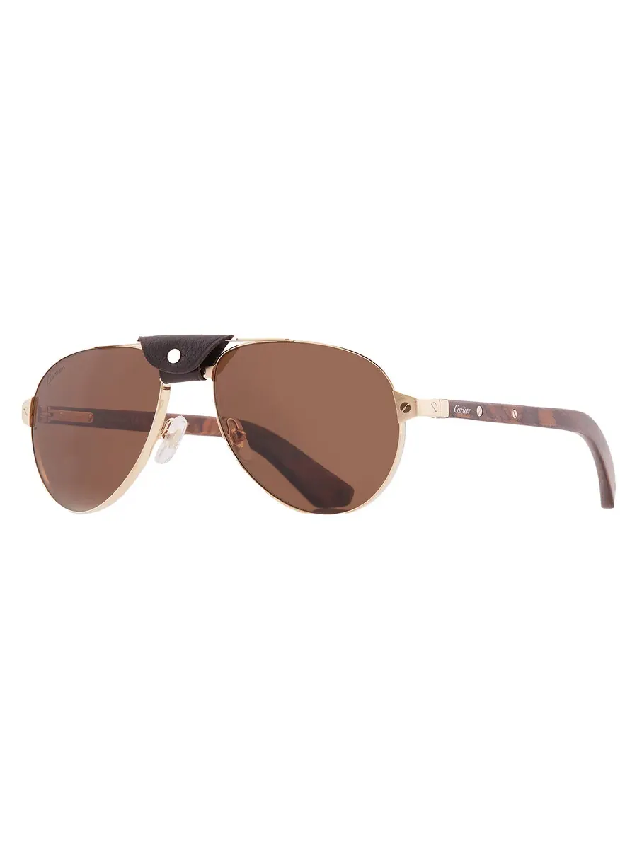 Солнцезащитные очки Cartier Santos de Cartier Polarized Brown Pilot для мужчин CT0495S 004 59 — изображение 2 из 4