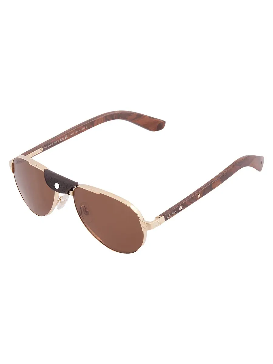 Солнцезащитные очки Cartier Santos de Cartier Polarized Brown Pilot для мужчин CT0495S 004 59 — изображение 3 из 4