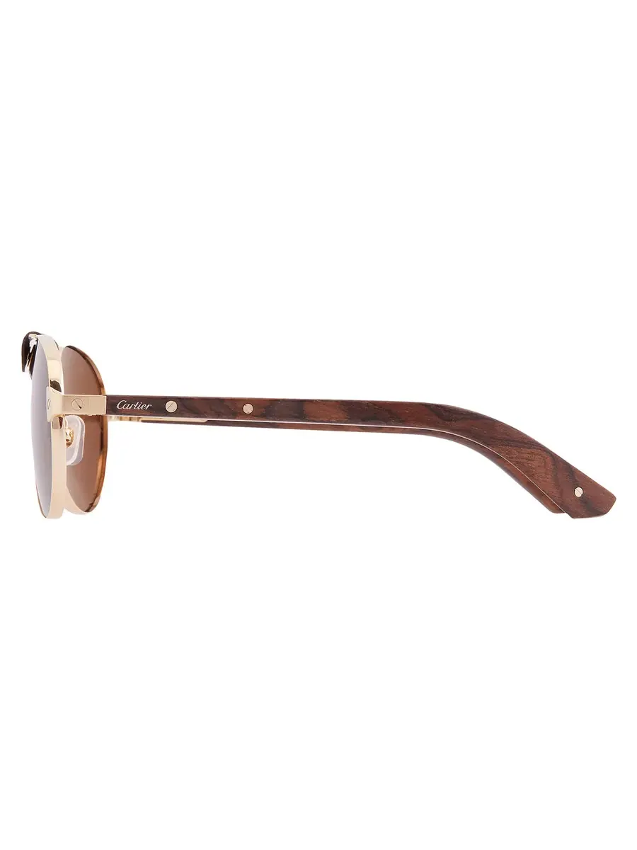 Солнцезащитные очки Cartier Santos de Cartier Polarized Brown Pilot для мужчин CT0495S 004 59 — изображение 4 из 4