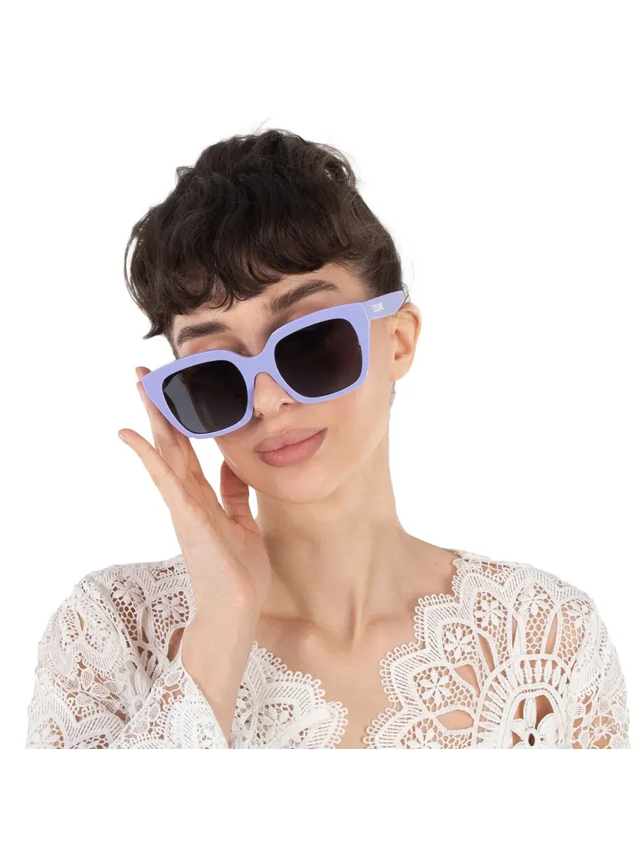 Женские солнцезащитные очки Celine Monochroms Grey Butterfly CL40198F 78A 56, сиреневый — изображение 2 из 5, голубой