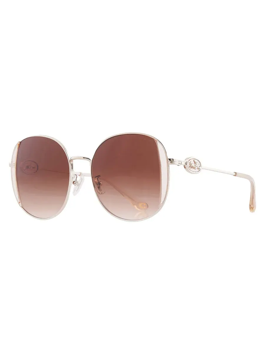Женские солнцезащитные очки Coach Brown Gradient Round HC7176B 900574 54 — изображение 2 из 4, светлый золотистый