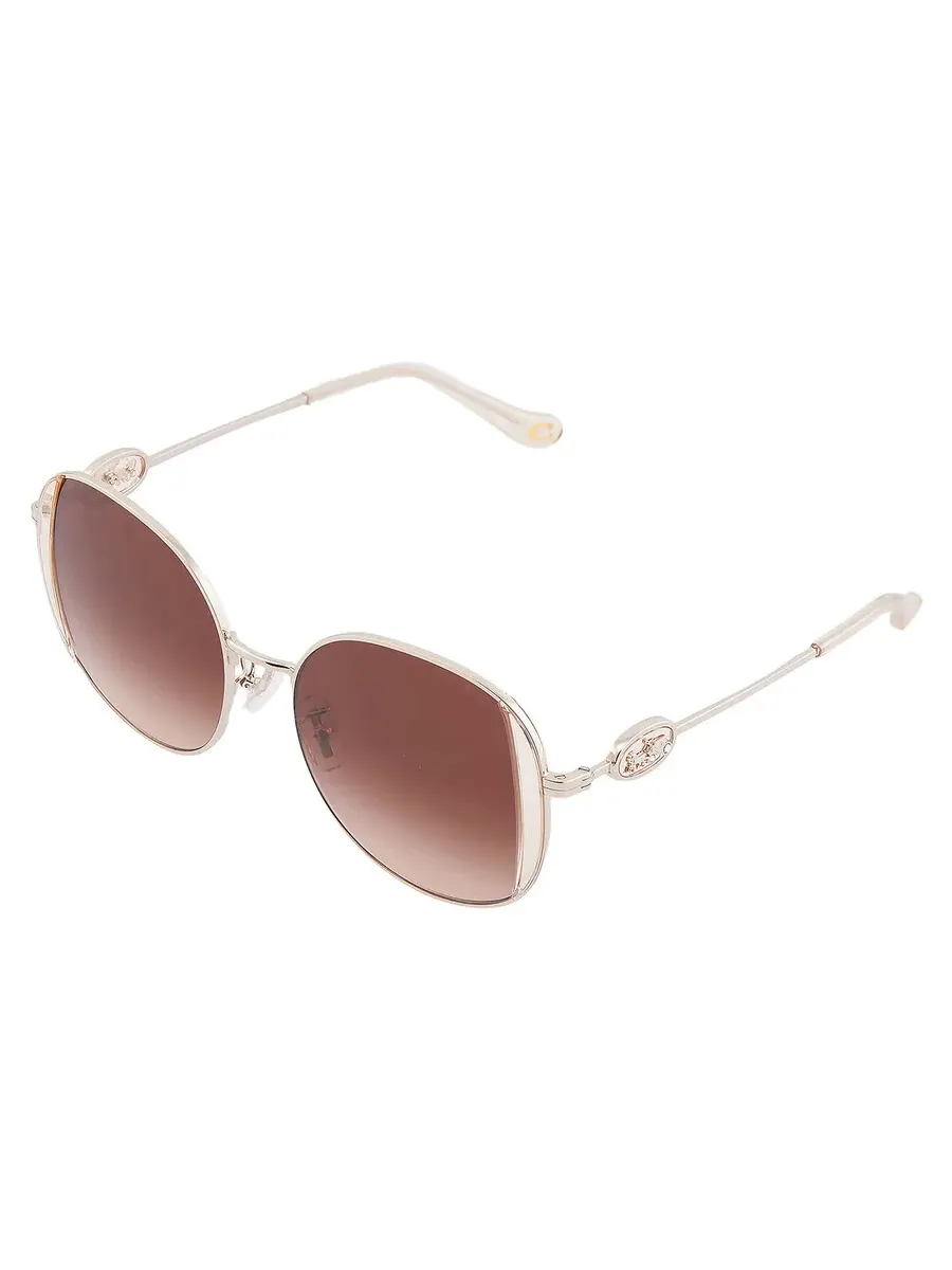 Женские солнцезащитные очки Coach Brown Gradient Round HC7176B 900574 54 — изображение 3 из 4, светлый золотистый
