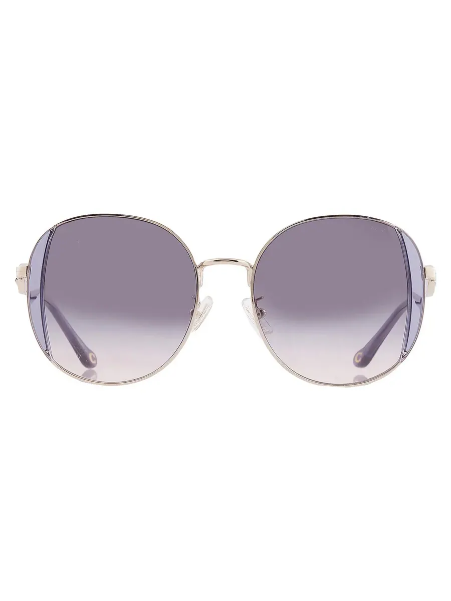 Солнцезащитные очки женские круглые Coach Lilac Peach Gradient HC7176B 900536 54 — изображение 1 из 4, светлый золотистый