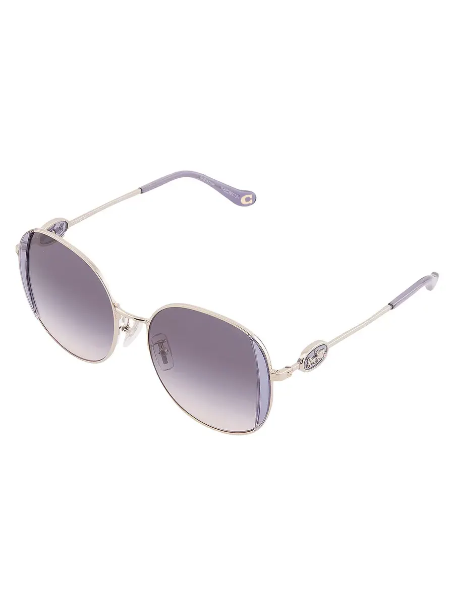 Солнцезащитные очки женские круглые Coach Lilac Peach Gradient HC7176B 900536 54 — изображение 3 из 4, светлый золотистый