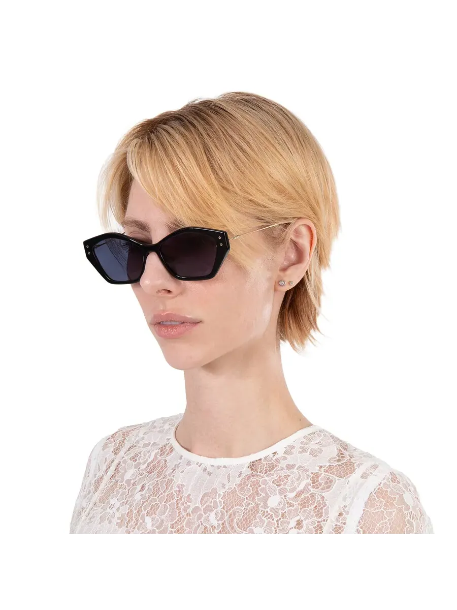 Очки солнцезащитные женские Dior MISSDIOR S1U с синими геометрическими стеклами CD40107U 01V 56 — изображение 2 из 5, черный
