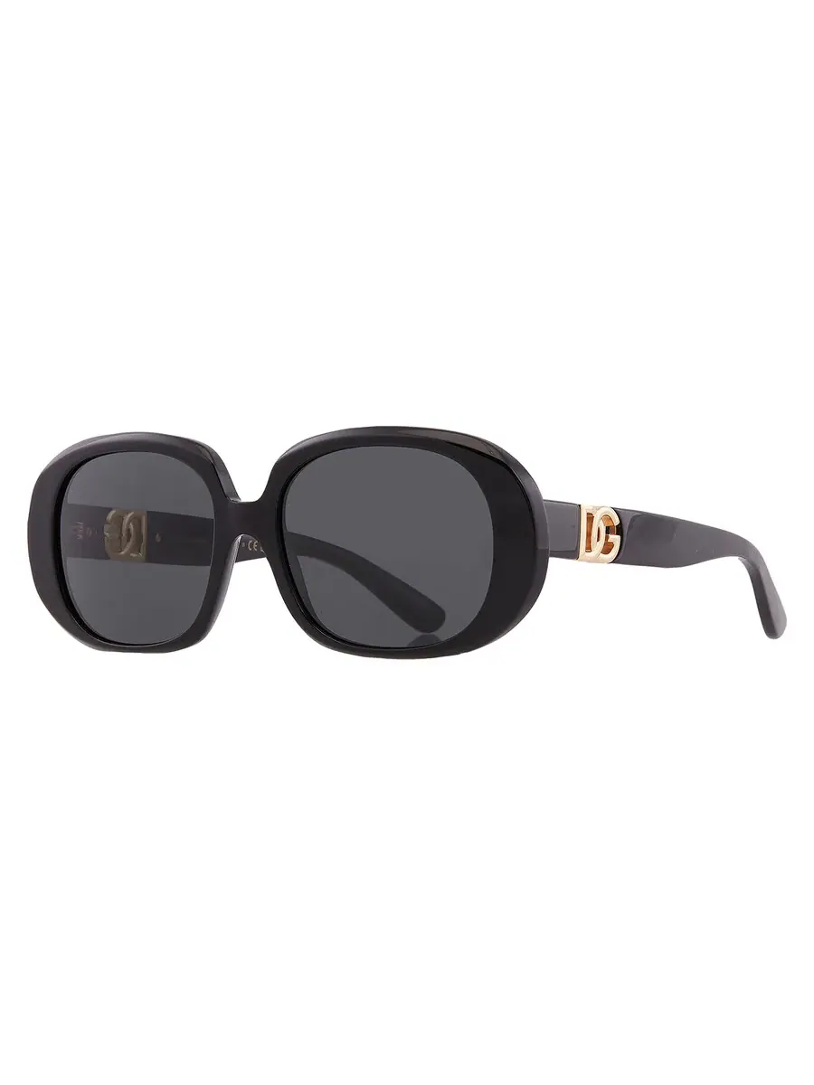 Солнцезащитные очки для женщин Dolce and Gabbana темно-серого цвета овальной формы DG4476 501/87 56 — изображение 2 из 4