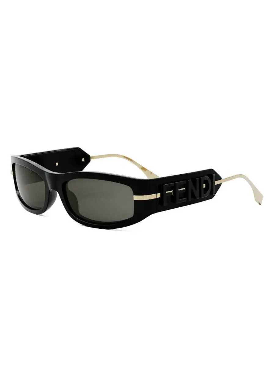 Женские солнцезащитные очки Fendi Smoke Wrap FE40120I 01A 57 — изображение 2 из 3, черный