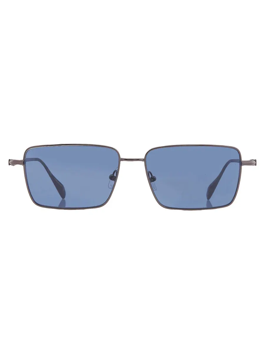 Солнцезащитные очки Ferragamo Blue прямоугольной формы для мужчин SF309S 016 57 — изображение 1 из 4, серебристый