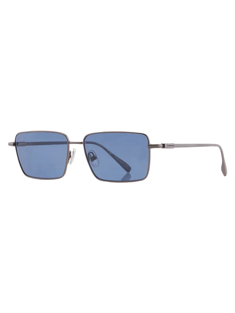 Солнцезащитные очки Ferragamo Blue прямоугольной формы для мужчин SF309S 016 57 — изображение 2 из 4, серебристый