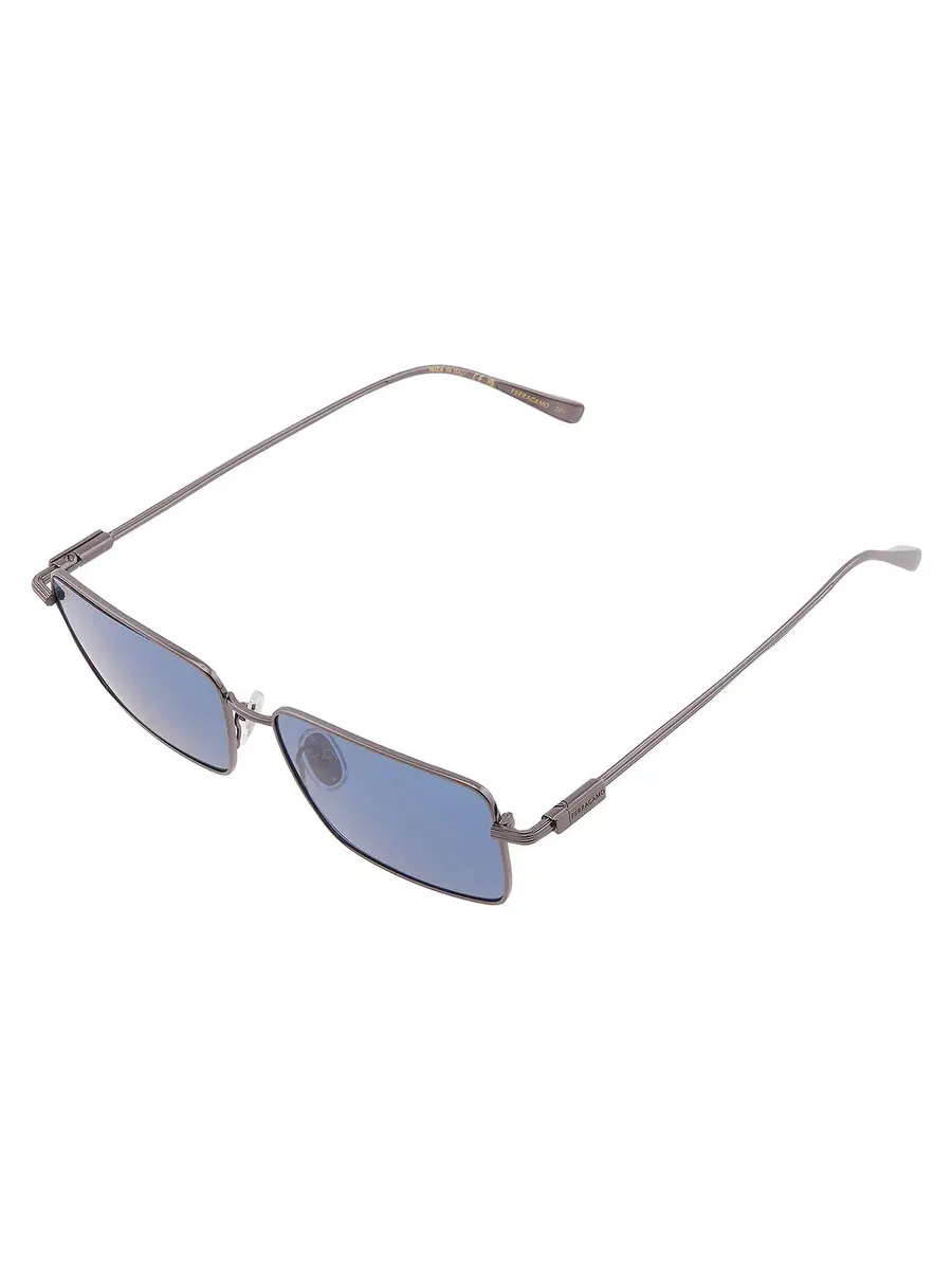 Солнцезащитные очки Ferragamo Blue прямоугольной формы для мужчин SF309S 016 57 — изображение 3 из 4, серебристый