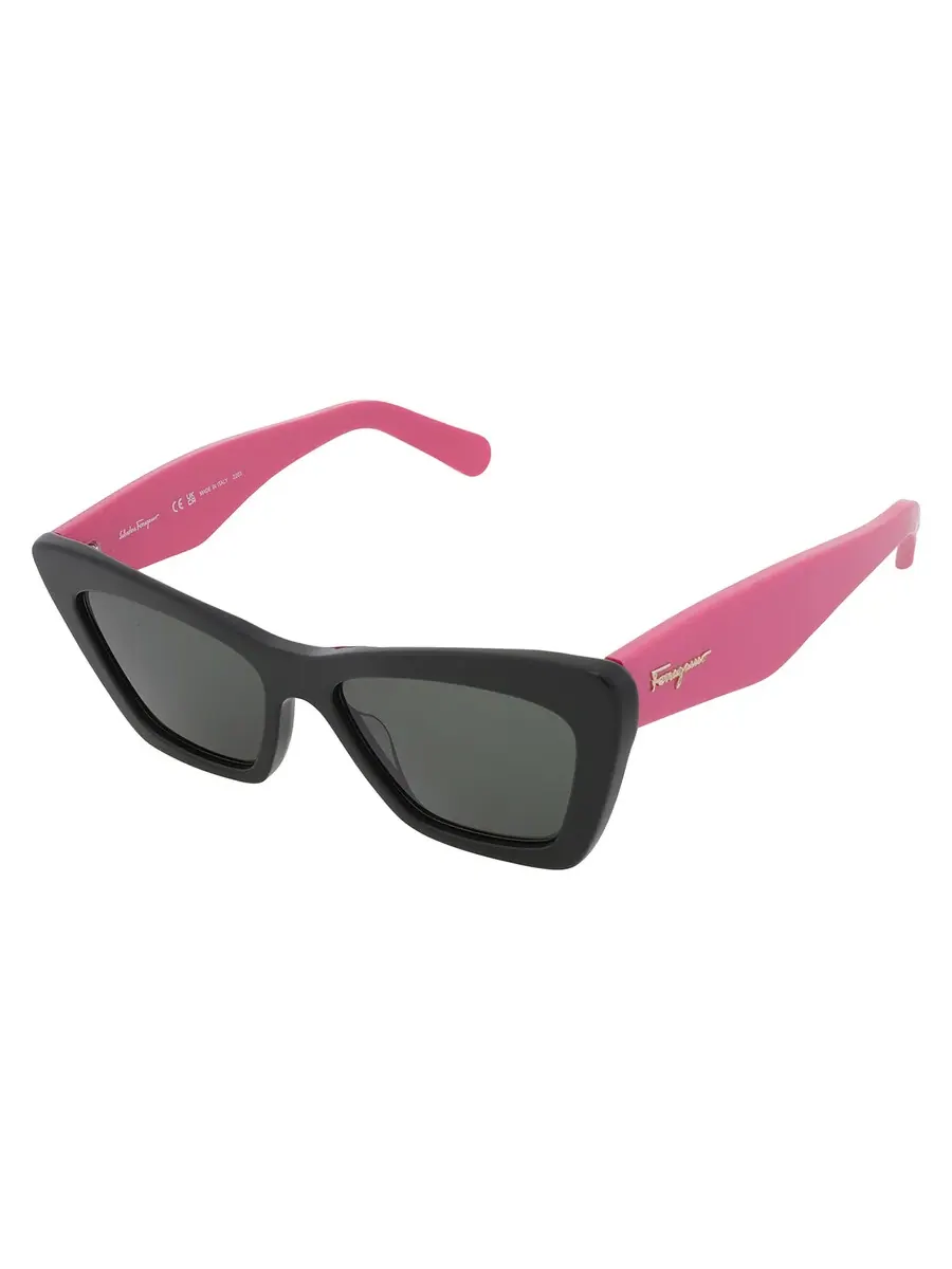 Женские солнцезащитные очки Ferragamo Green Cat Eye SF929S 304 55 — изображение 3 из 4, темный зеленый/розовый