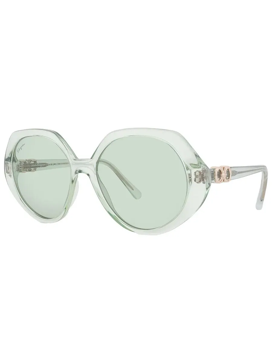 Женские солнцезащитные очки Ferragamo Green Geometric SF1084S 341 58 — изображение 2 из 4, прозрачный зеленый