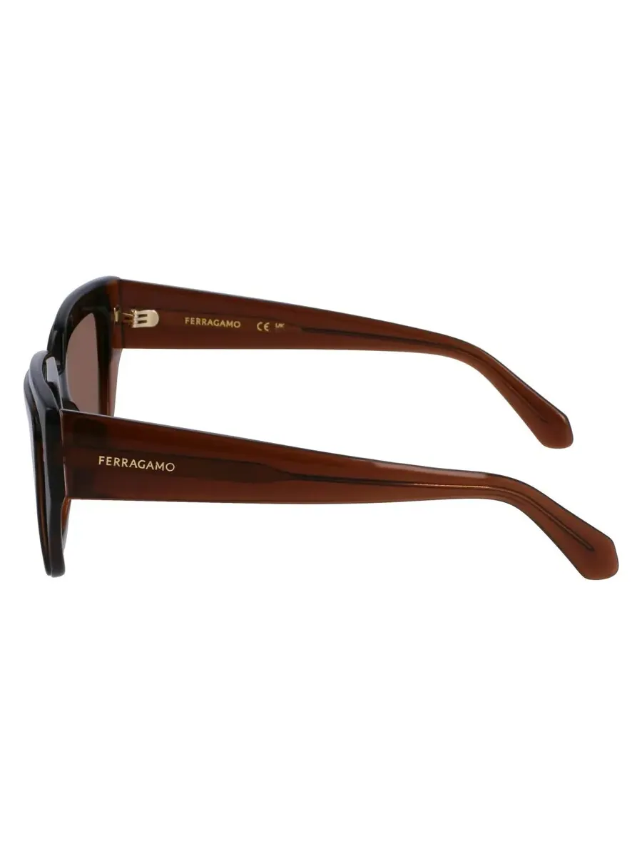 Женские солнцезащитные очки Ferragamo коричневые квадратные SF2002S 233 55 — изображение 3 из 4, прозрачный коричневый