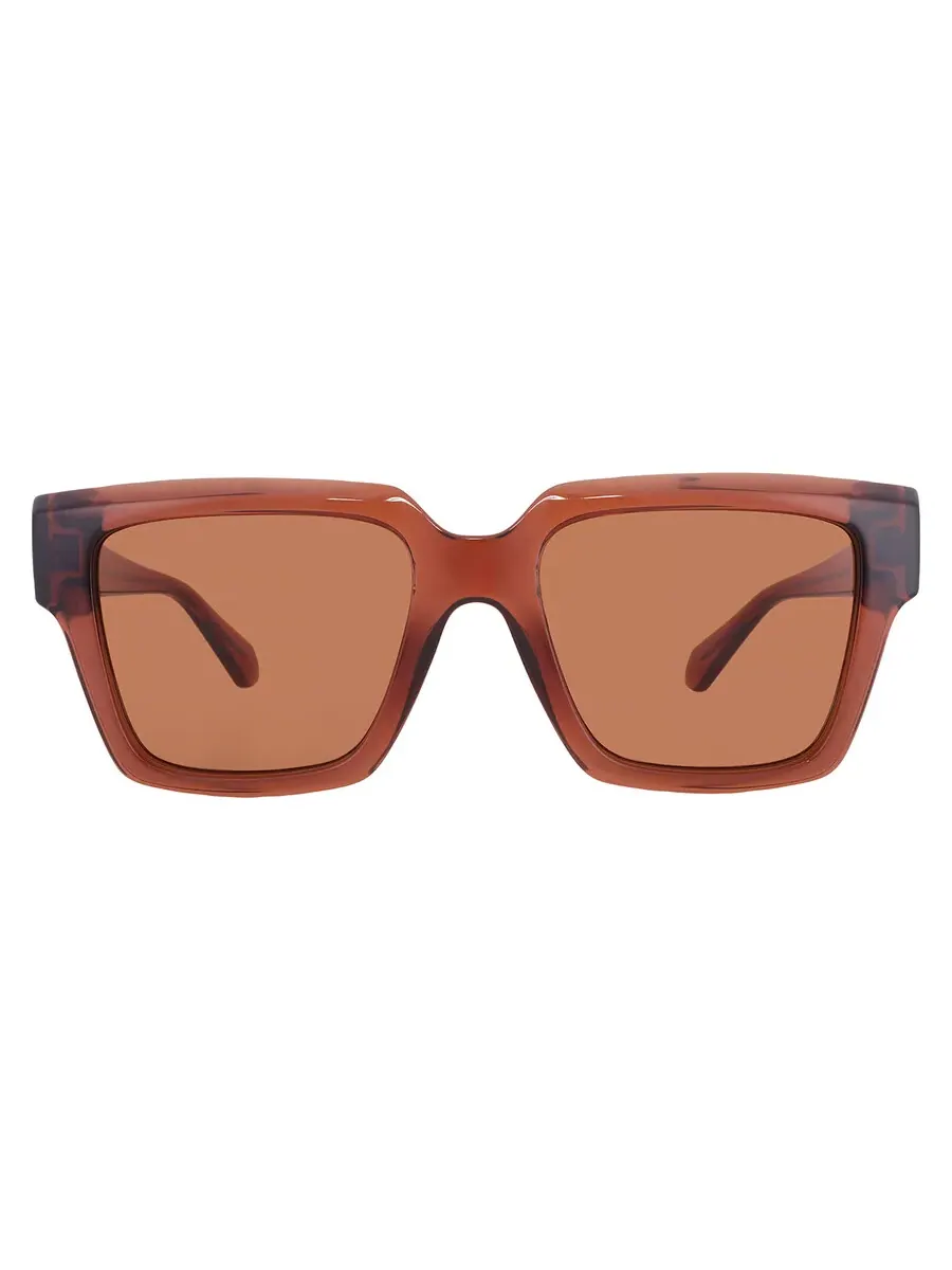 Женские солнцезащитные очки Ferragamo Brown Square SF2014S 232 54 — изображение 1 из 4, прозрачный коричневый