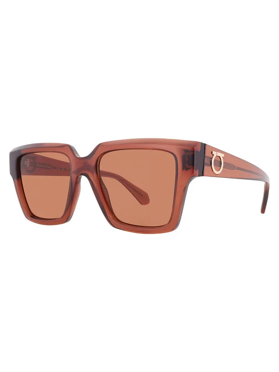 Женские солнцезащитные очки Ferragamo Brown Square SF2014S 232 54 — изображение 2 из 4, прозрачный коричневый