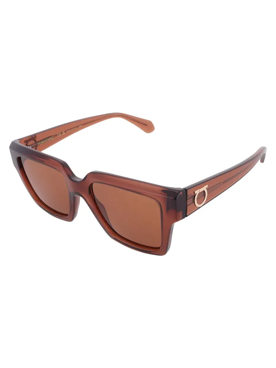 Женские солнцезащитные очки Ferragamo Brown Square SF2014S 232 54 — изображение 3 из 4, прозрачный коричневый