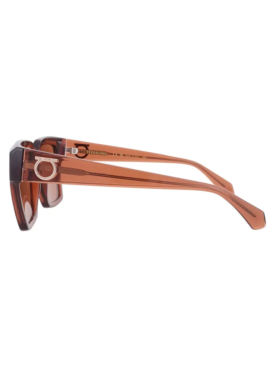Женские солнцезащитные очки Ferragamo Brown Square SF2014S 232 54 — изображение 4 из 4, прозрачный коричневый