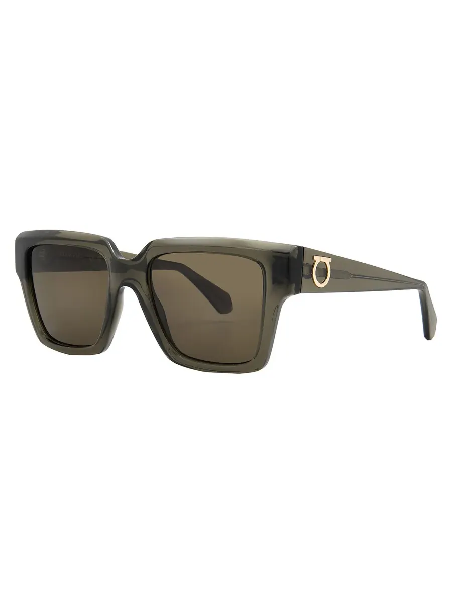 Розовые квадратные женские солнцезащитные очки Ferragamo SF2014S 320 54 — изображение 2 из 4, прозрачный хаки