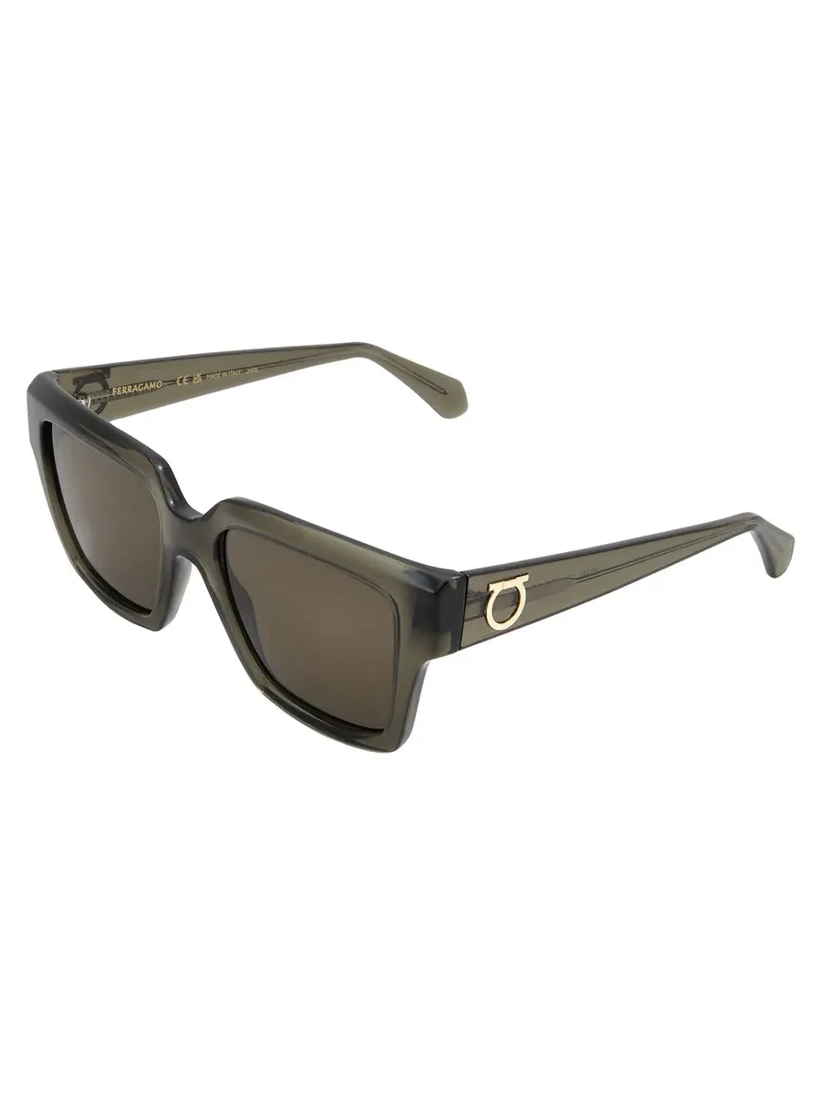 Розовые квадратные женские солнцезащитные очки Ferragamo SF2014S 320 54 — изображение 4 из 4, прозрачный хаки