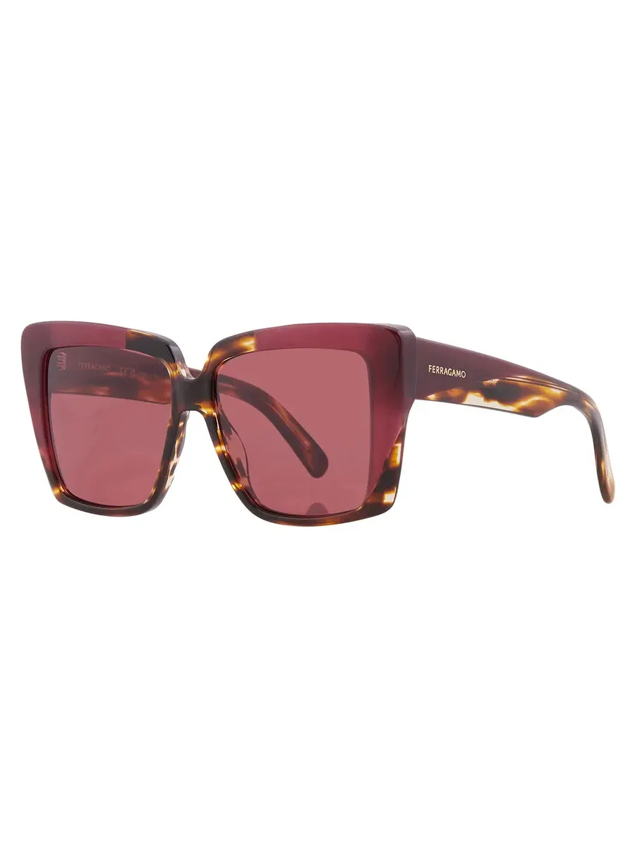 Женские солнцезащитные очки Ferragamo Red Square SF1060SN 215 55 — изображение 2 из 4, коричневый/фиолетовый