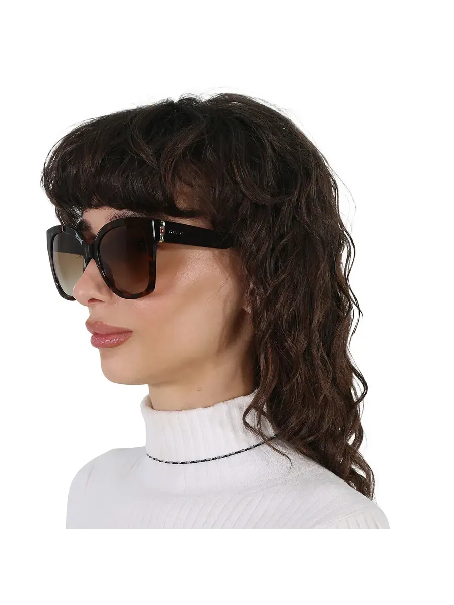Очки солнцезащитные женские Gucci Brown Shaded Butterfly GG0459S 002 54 — изображение 2 из 5, коричневый