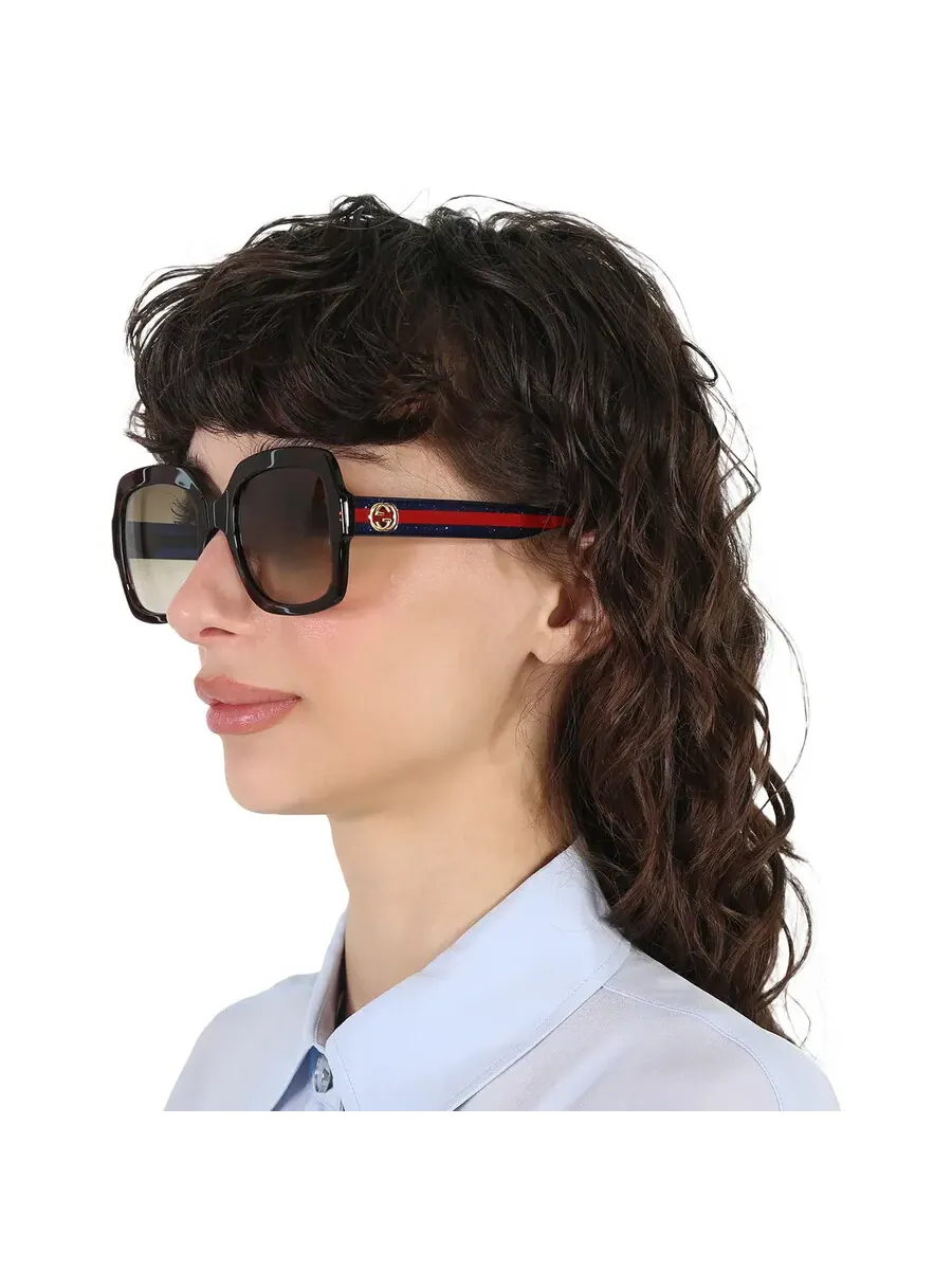 Женские солнцезащитные очки Gucci Brown Square GG0036SN 004 54 — изображение 2 из 5, синий