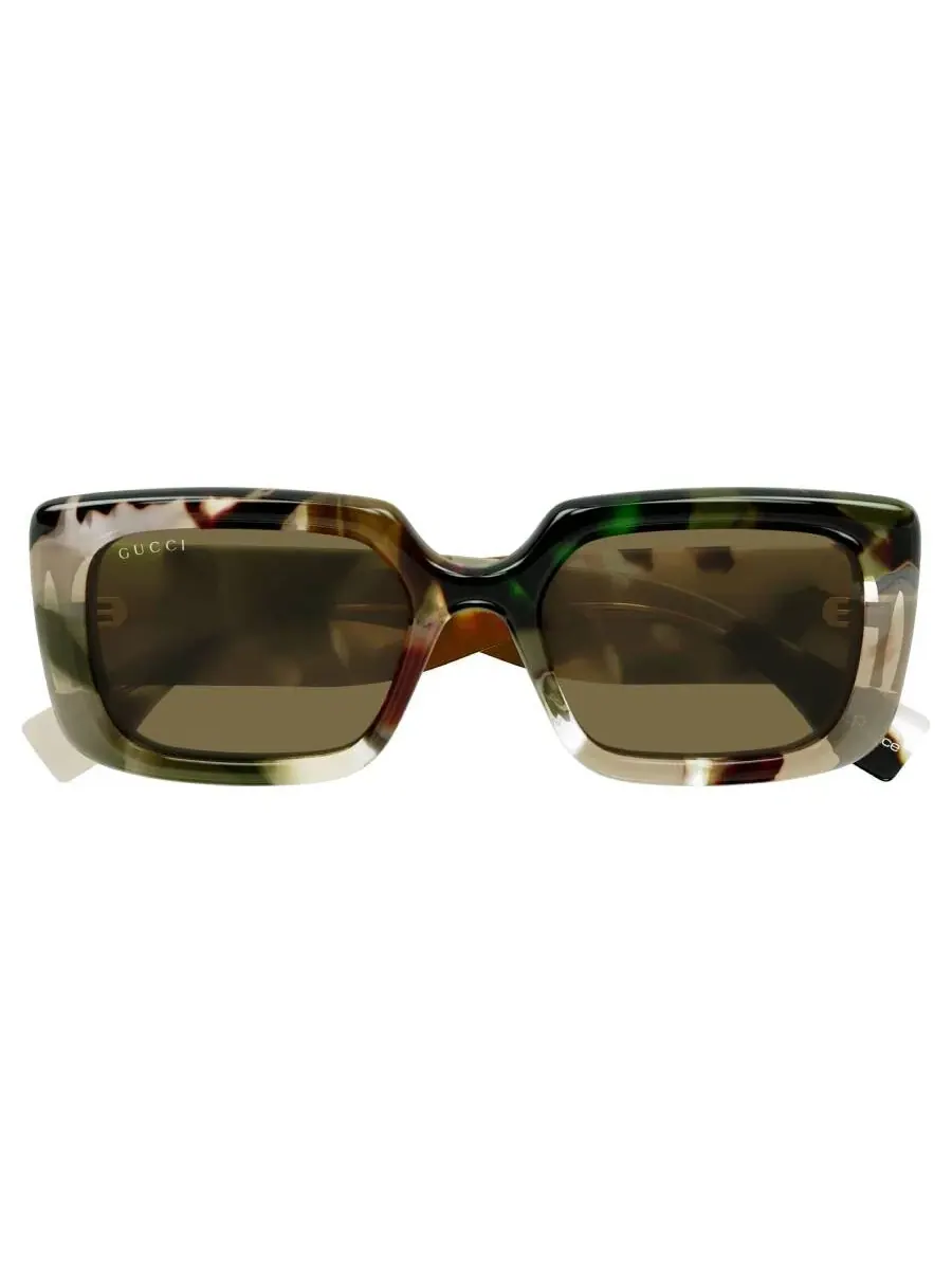 Очки солнцезащитные женские Gucci Khaki прямоугольной формы GG1906S 002 53 — изображение 1 из 4, зеленый