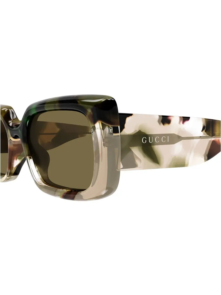 Очки солнцезащитные женские Gucci Khaki прямоугольной формы GG1906S 002 53 — изображение 3 из 4, зеленый