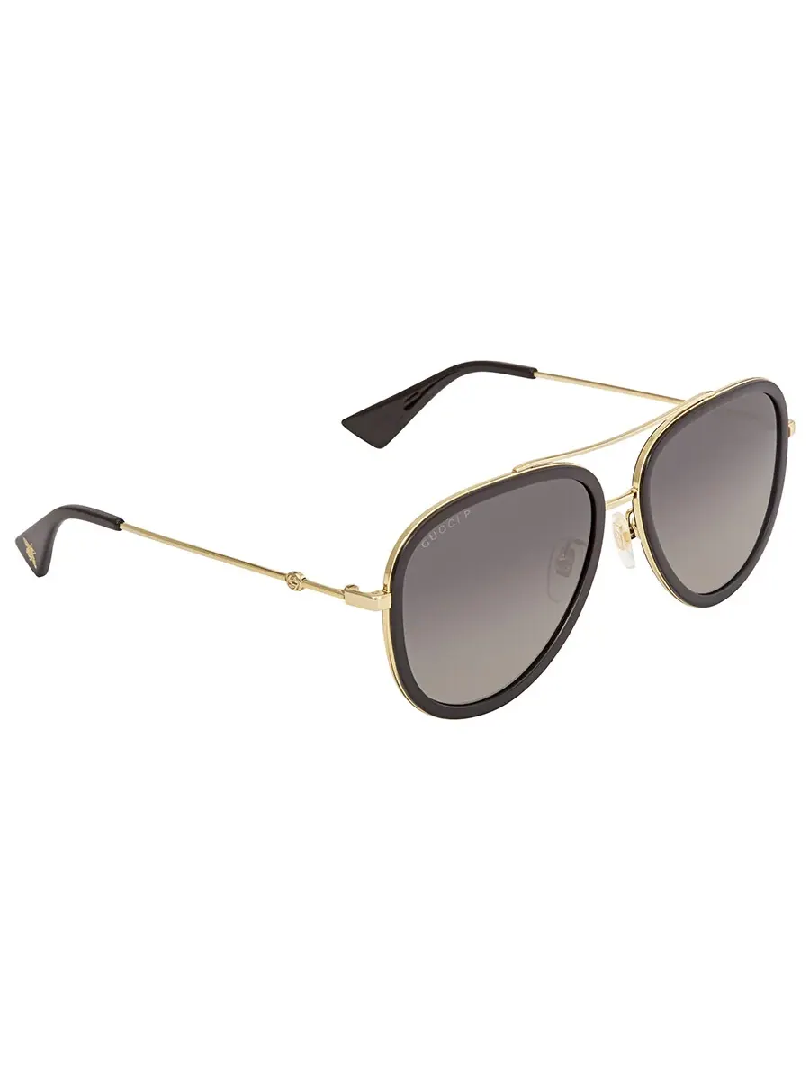 Женские поляризованные солнцезащитные очки Gucci Pilot серого градиента GG0062S 011 57 — изображение 3 из 5