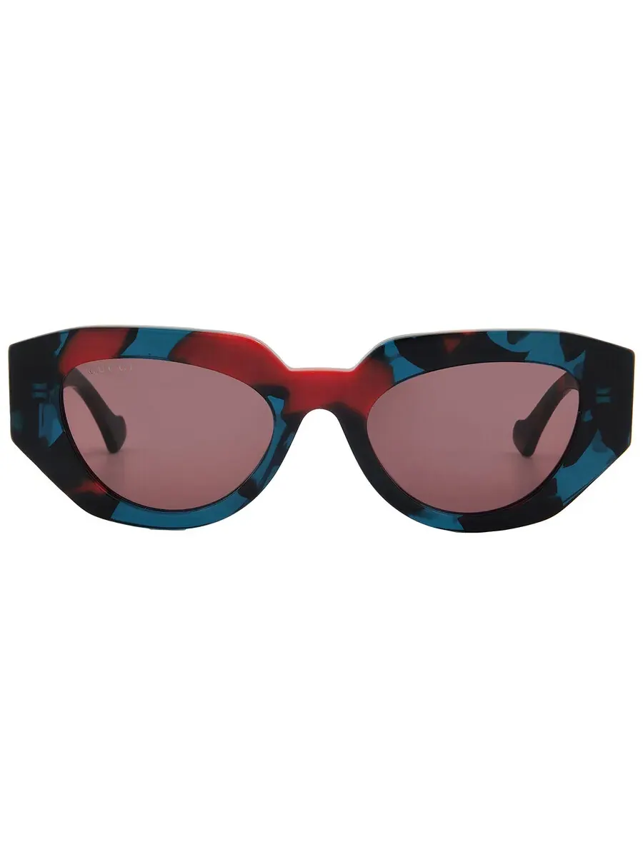 Женские солнцезащитные очки Gucci фиолетовые геометрические GG1421S 003 51 — изображение 1 из 5, синий красный