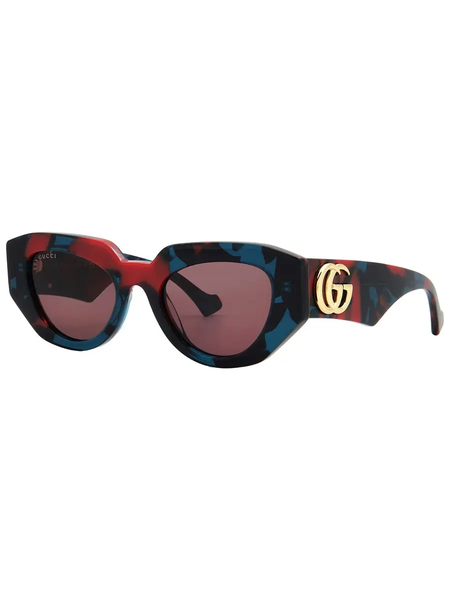 Женские солнцезащитные очки Gucci фиолетовые геометрические GG1421S 003 51 — изображение 2 из 5, синий красный