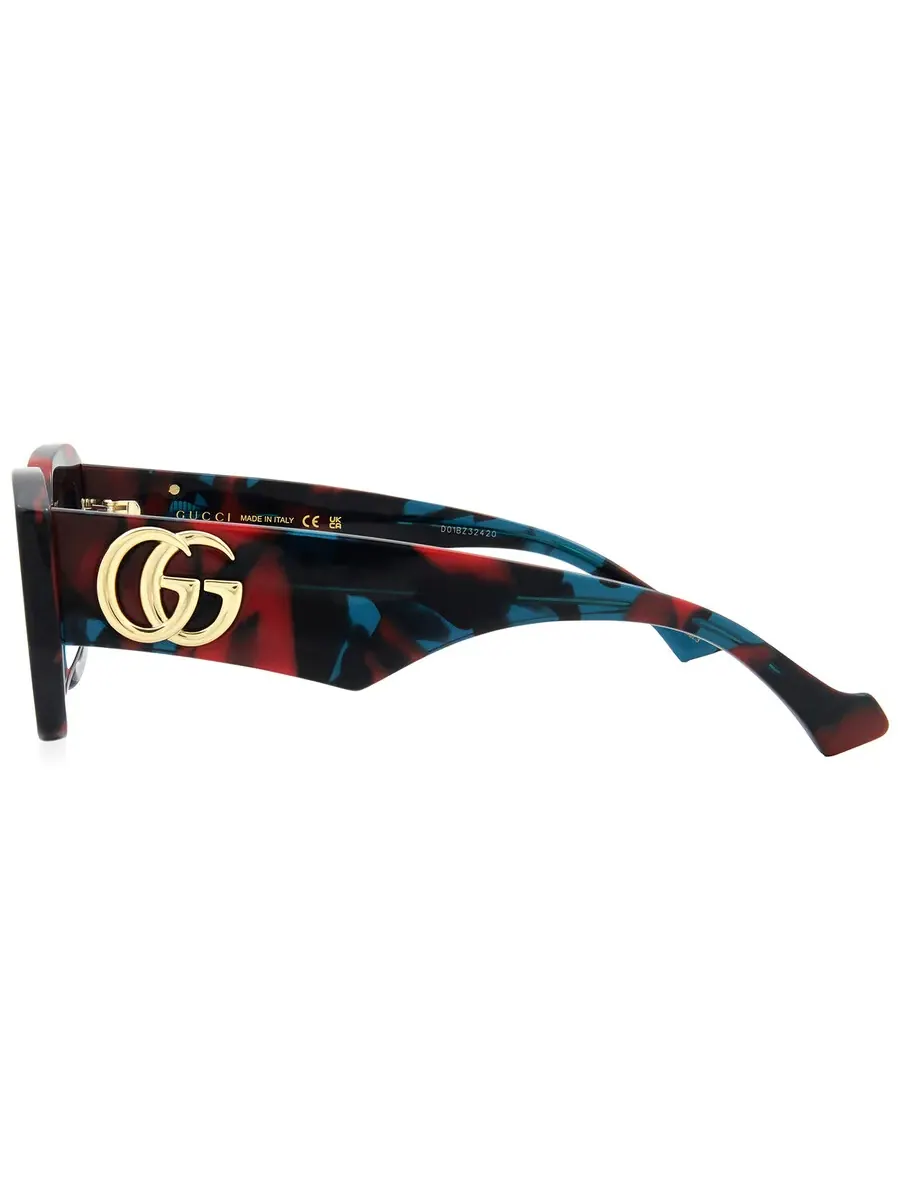Женские солнцезащитные очки Gucci фиолетовые геометрические GG1421S 003 51 — изображение 3 из 5, синий красный