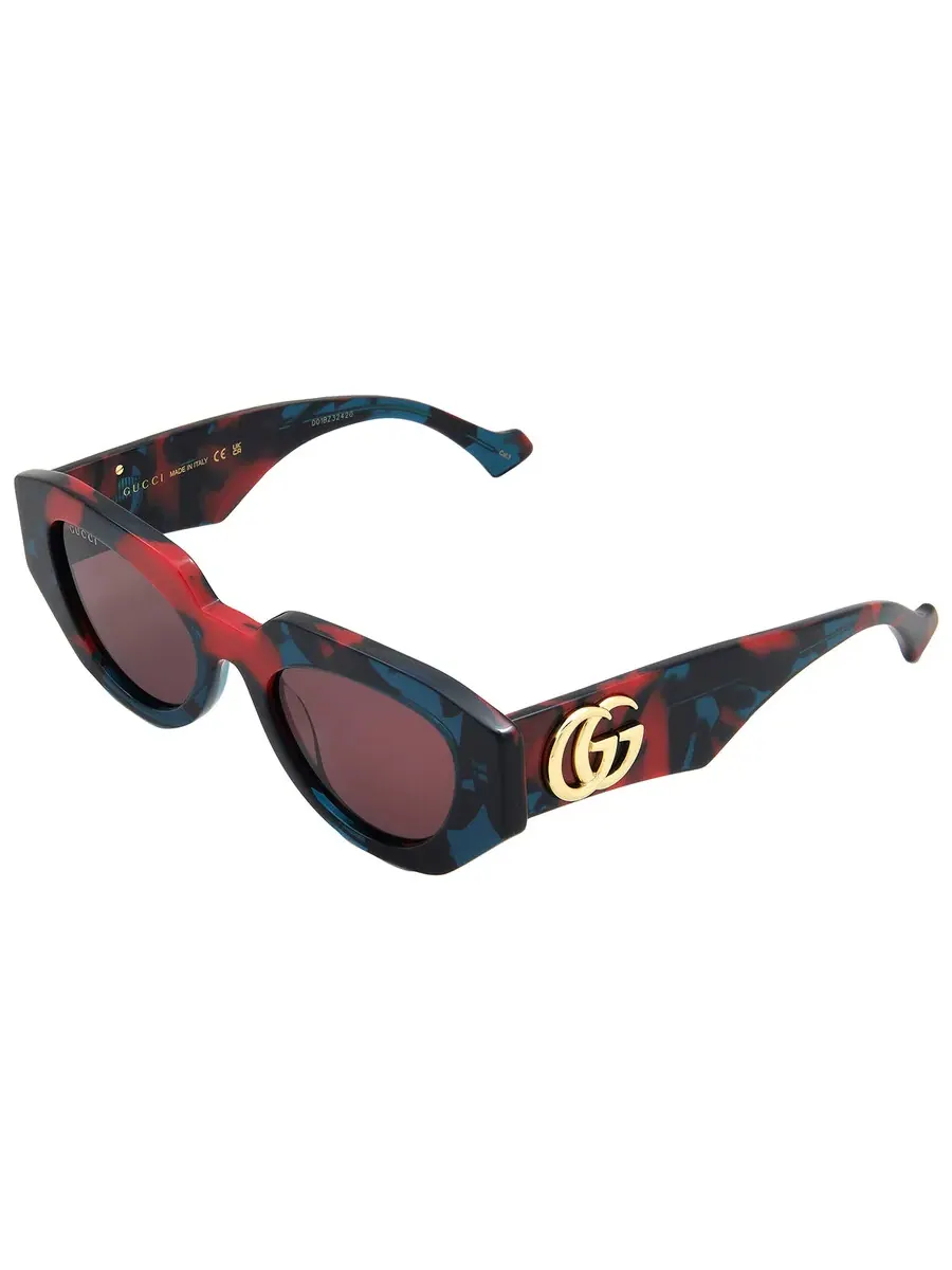 Женские солнцезащитные очки Gucci фиолетовые геометрические GG1421S 003 51 — изображение 4 из 5, синий красный