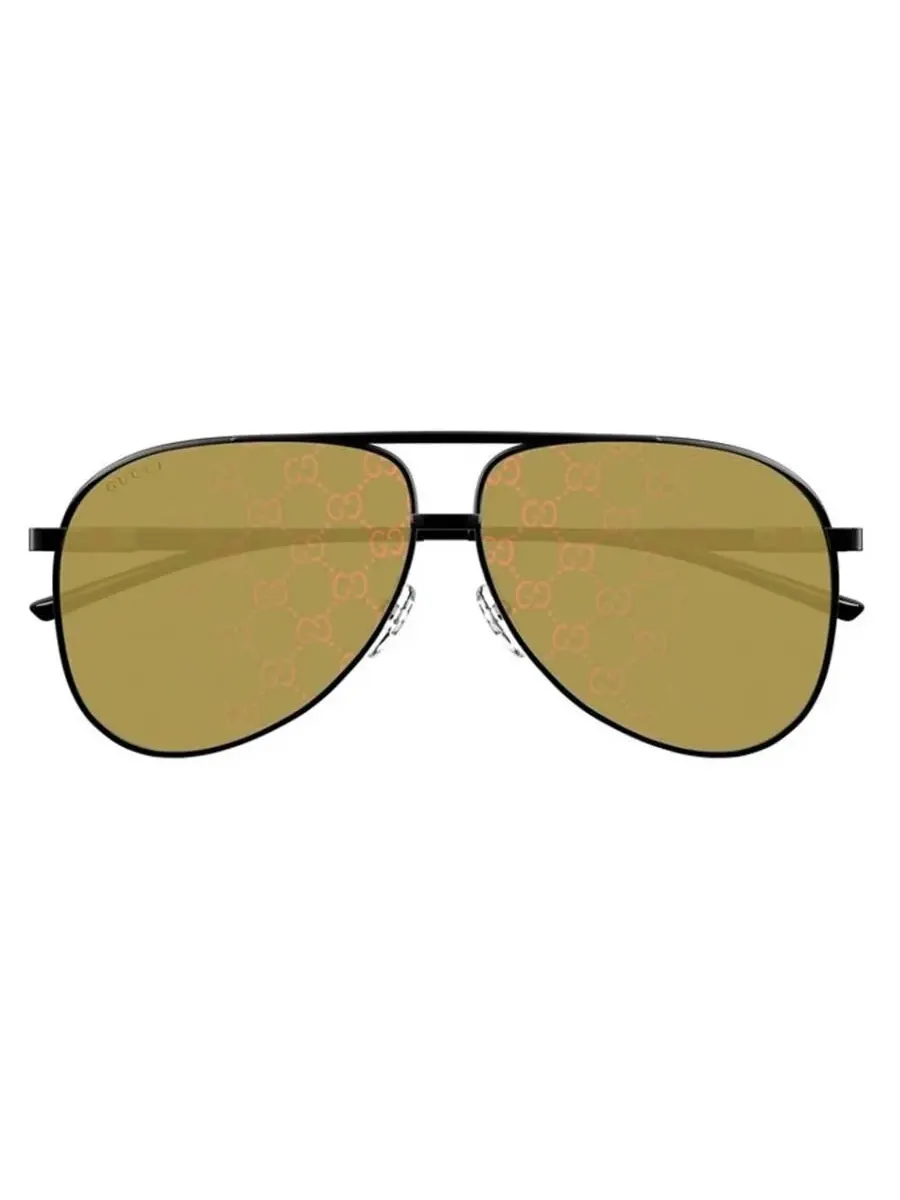 Мужские солнцезащитные очки Gucci Yellow Mirror Logo Pilot GG1677S 005 62 — изображение 1 из 4, черный